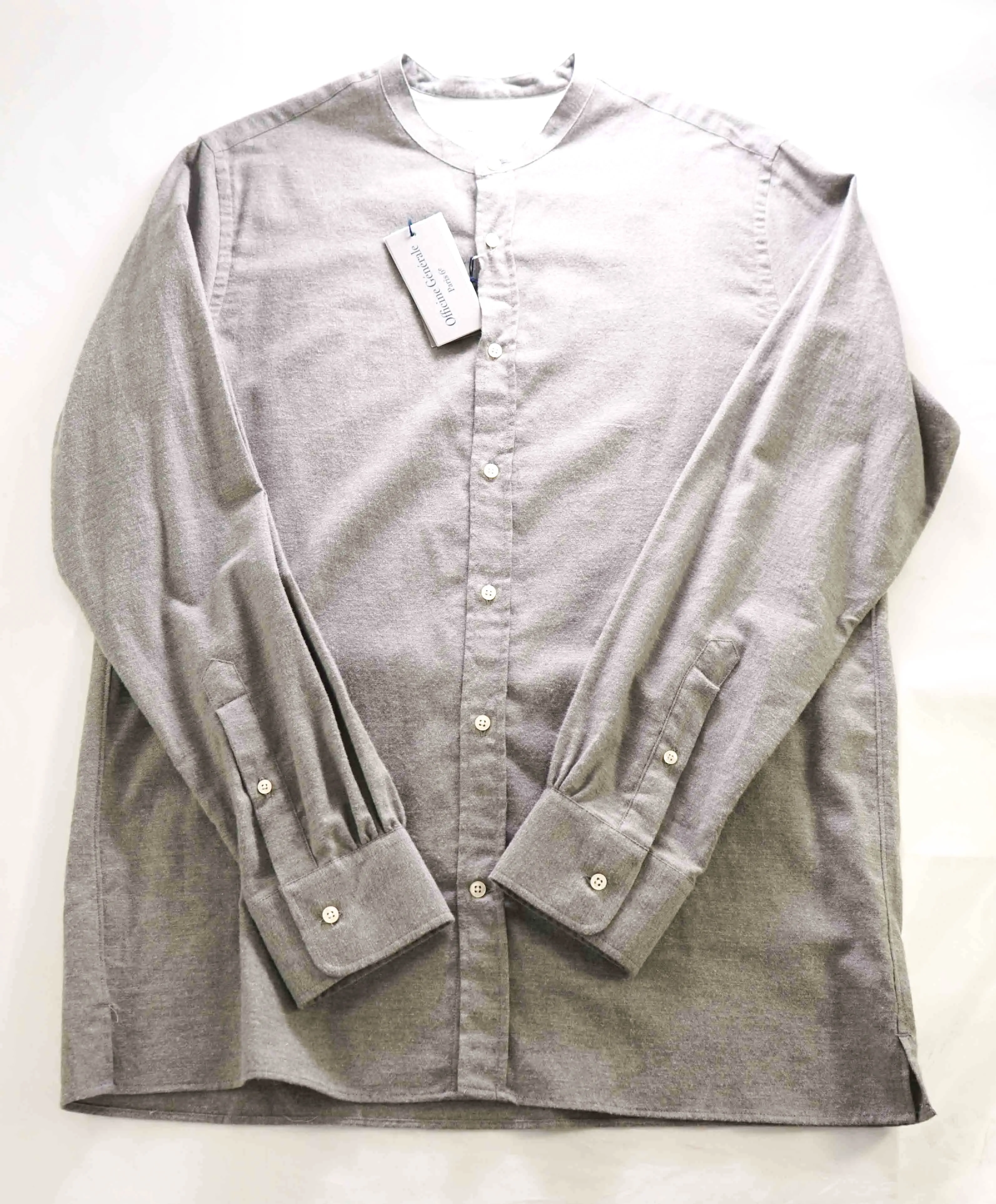 $380 OFFICINE GENERALE - PARIS 6E *Cotton/Cashmere* Band Collar Shirt - L