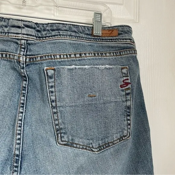 7 For All Mankind high rise straight leg cutoff jeans blue denim size 18