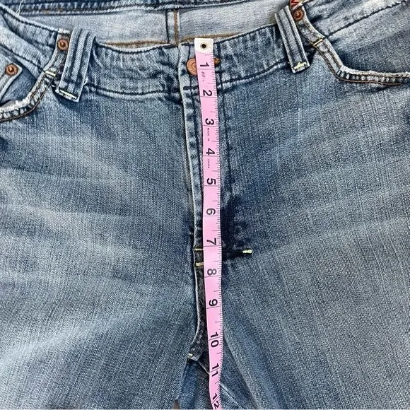 7 For All Mankind high rise straight leg cutoff jeans blue denim size 18
