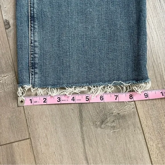 7 For All Mankind high rise straight leg cutoff jeans blue denim size 18