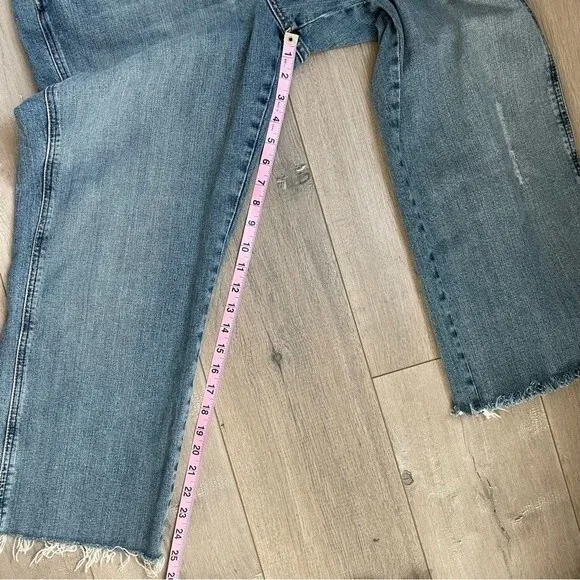 7 For All Mankind high rise straight leg cutoff jeans blue denim size 18