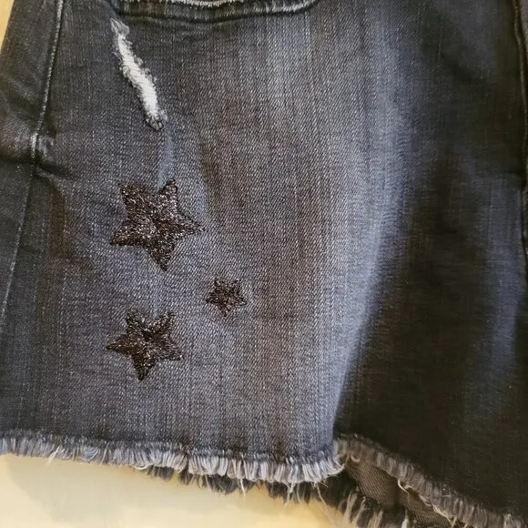 7 For All Mankind Monroe Cut Off Denim Shorts Eclipse Black Star 29 NWT