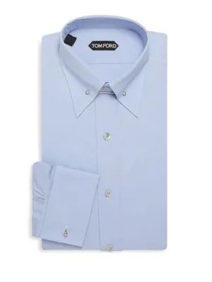 $780 TOM FORD - *COLLAR BAR* Blue French Cuff Button Down Shirt - 15.75