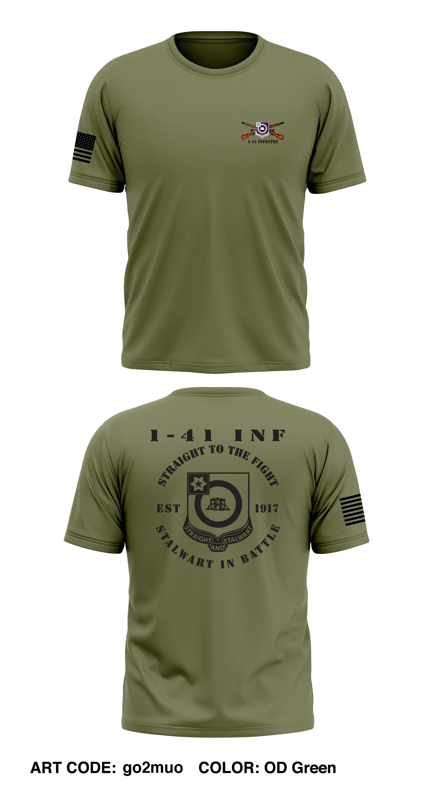 A Co, 1st BN, 41st IN Store 1 Core Men's SS Performance Tee - go2muo