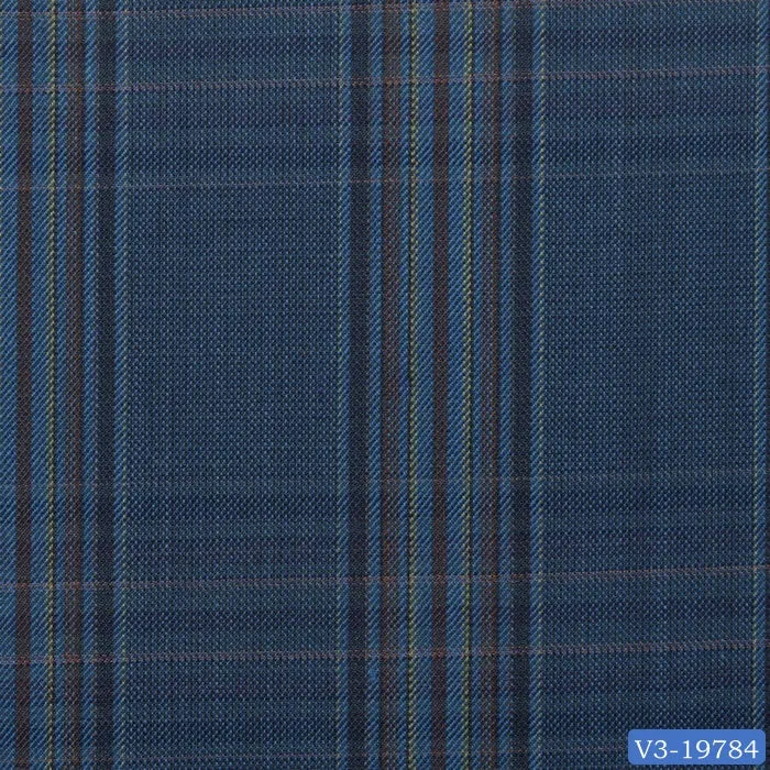 Aegean Blue with Lime & Brown Check Regular Suit