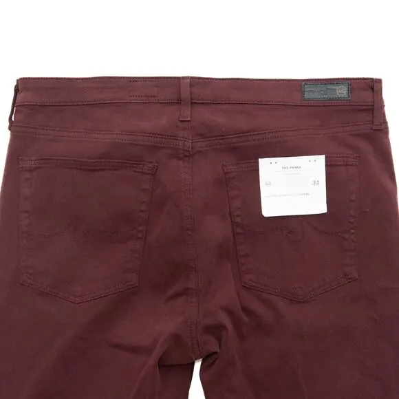 AG Adriano Goldschmied Maroon The Prima Cigarette Leg Jeans Size 32