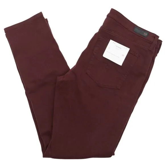 AG Adriano Goldschmied Maroon The Prima Cigarette Leg Jeans Size 32