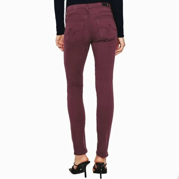 AG Adriano Goldschmied Maroon The Prima Cigarette Leg Jeans Size 32