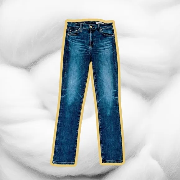AG Adriano Goldschmied Medium Wash ‘Mari’ High-Rise Straight Leg Jeans Size 26R