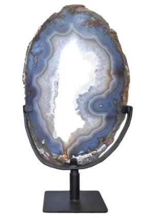 Agate Ellipses on Metal Stand