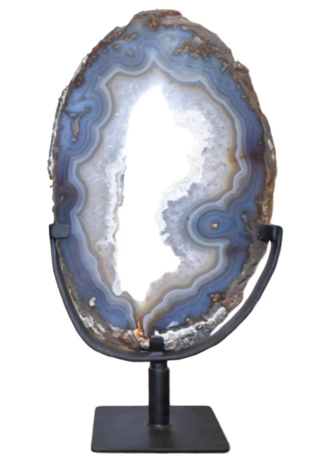 Agate Ellipses on Metal Stand
