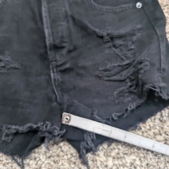 AGOLDE Black Denim Jaden High Rise Cut Off Shorts