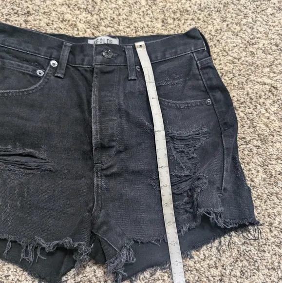 AGOLDE Black Denim Jaden High Rise Cut Off Shorts