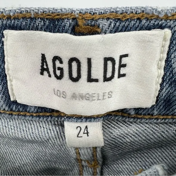 AGOLDE Nico High Rise Slim Fit Jeans in Rooted Size 24 Button Fly Stretch