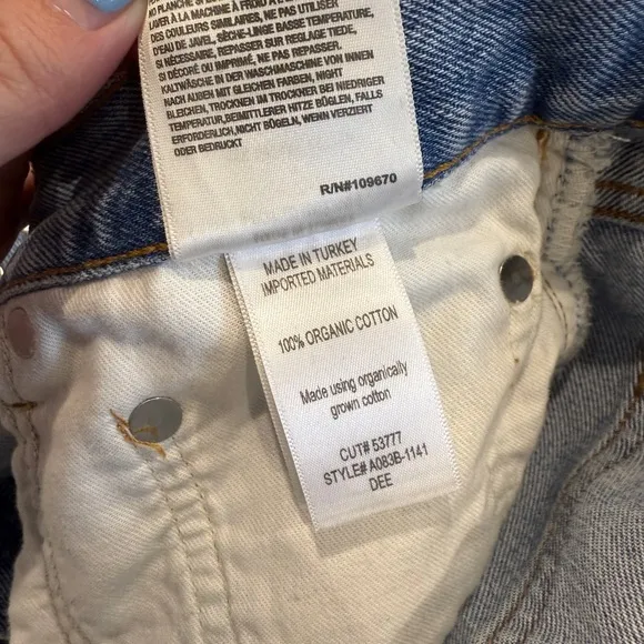 AGOLDE Revolve Distressed Dee High Rise Blue Light Wash Denim Shorts Size 29