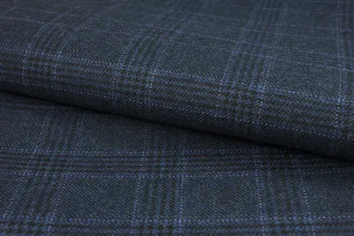 Air Force Blue And Black With Windowpane Suit