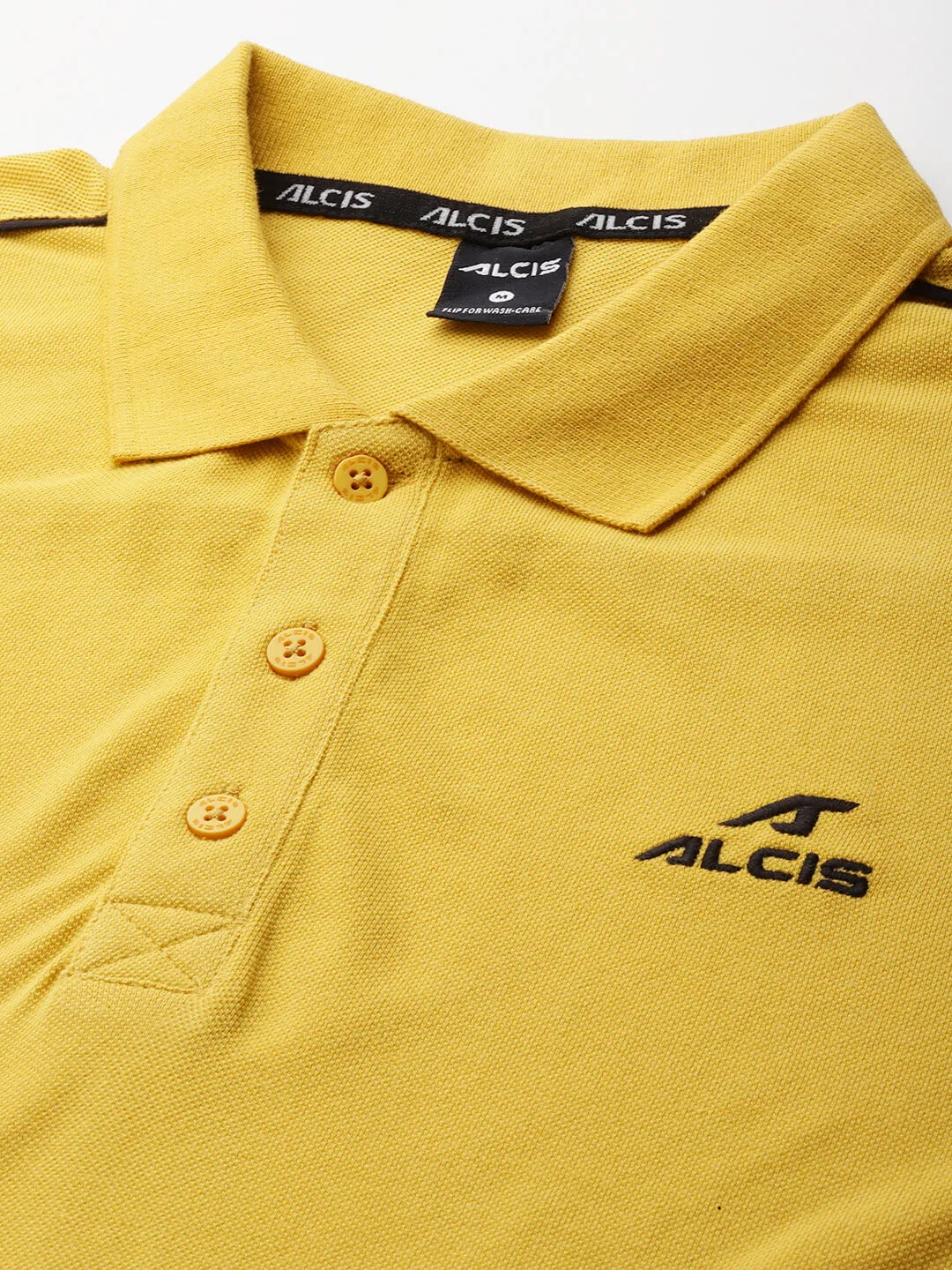 Alcis Men Yellow Polo Collar T-shirt