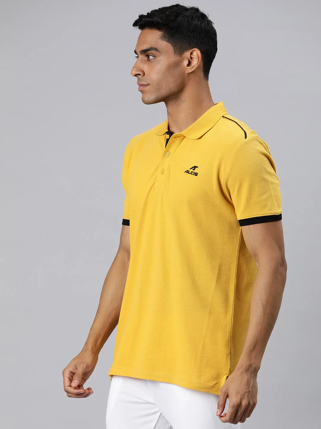 Alcis Men Yellow Polo Collar T-shirt