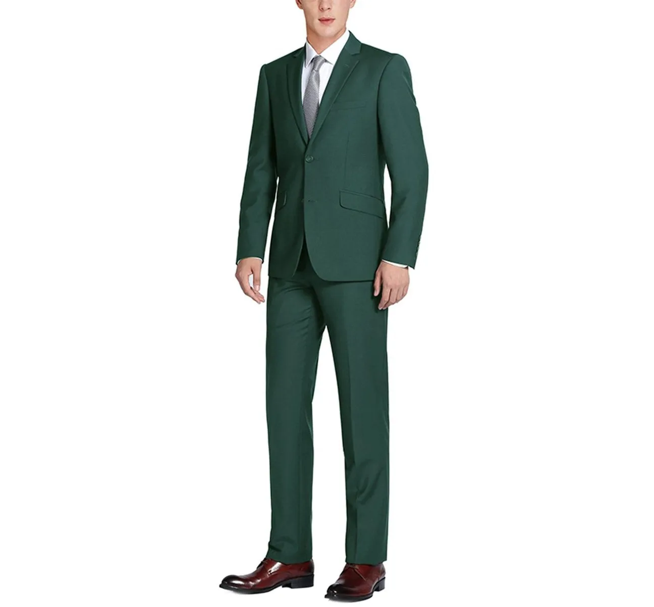 Alessandro Vitello by Renoir Green 2-Piece Classic Fit Single Breasted Notch Lapel Suit 201-9
