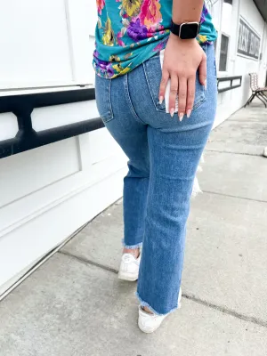 Ally High Rise Destroyed Straight Denim