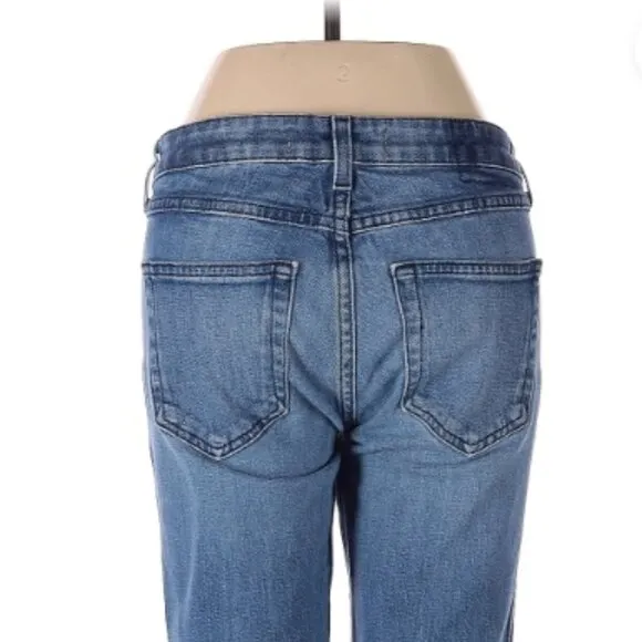 AMO Kate Straight Leg Mid-Rise Denim Jeans in Blue Gem Wash