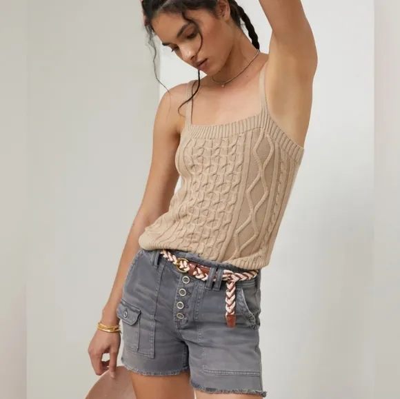 Anthropologie Pilcro The Wander Cargo Distressed Denim Shorts, Sz 28 NWOT