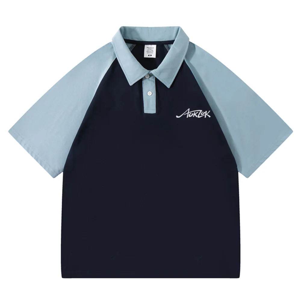 AOKLOK Contrast Color Stitching Polo Shirt