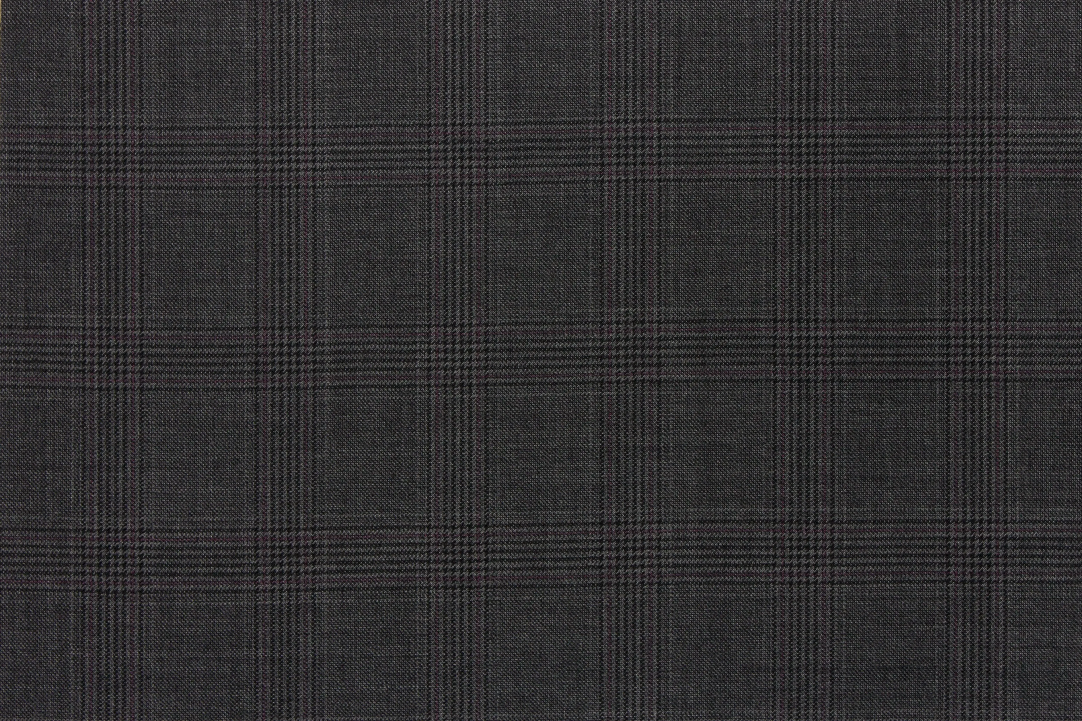 Ash Grey With Black And Maroon Prince of Wales Check Suit
