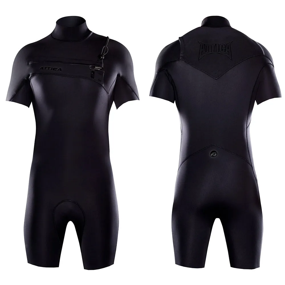ATTICA OMEGA SHORT SLEEVE CHEST ZIP 2/2mm SPRINGSUIT BLACK