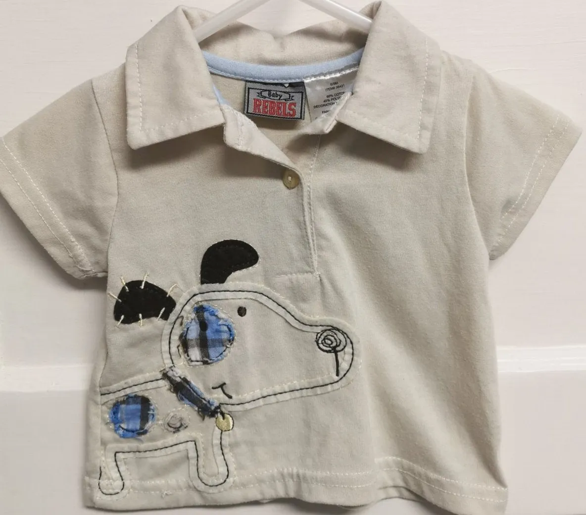 BABY BOY SIZE 6/9 MONTHS - BABY REBELS, Soft Graphic Polo T-shirt EUC B50