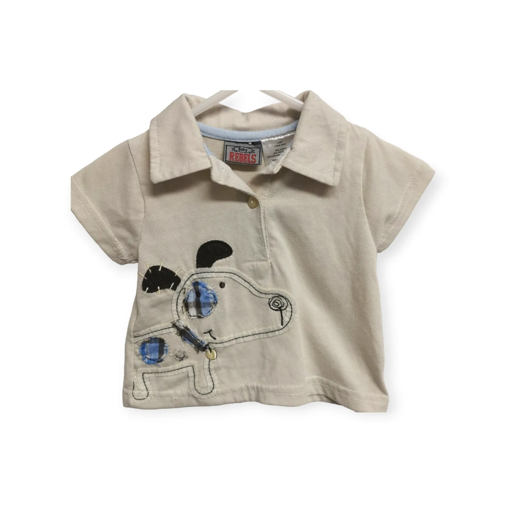 BABY BOY SIZE 6/9 MONTHS - BABY REBELS, Soft Graphic Polo T-shirt EUC B50