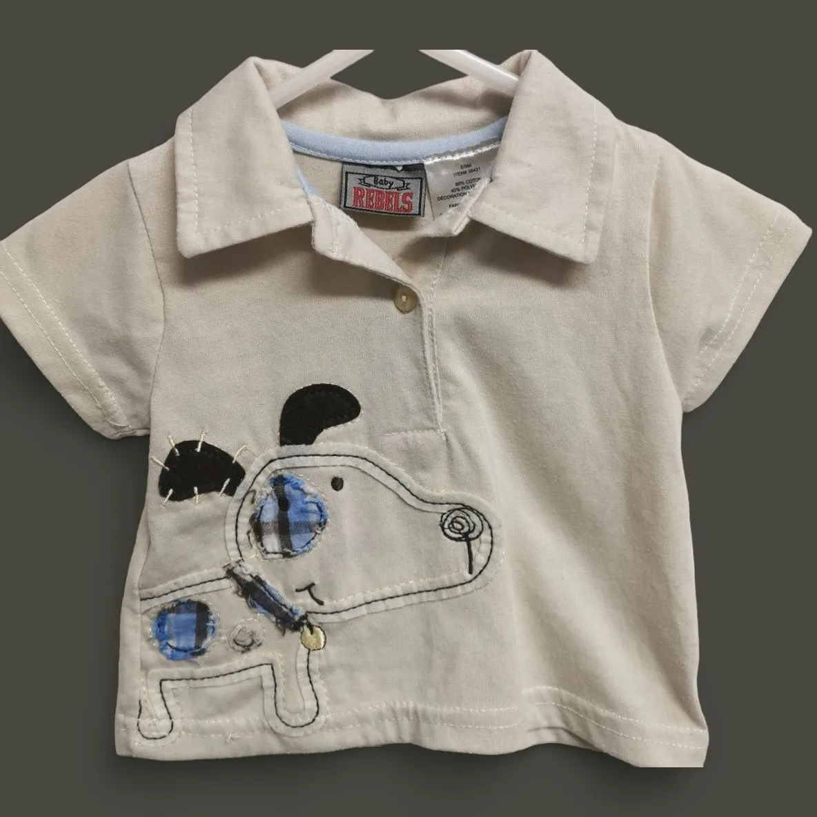 BABY BOY SIZE 6/9 MONTHS - BABY REBELS, Soft Graphic Polo T-shirt EUC B50