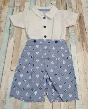 Baby Boys Denim Blue Boat Short Set