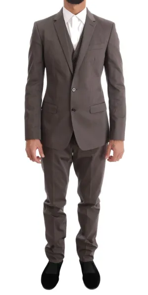 Beige Cotton Slim Fit Two Button Suit