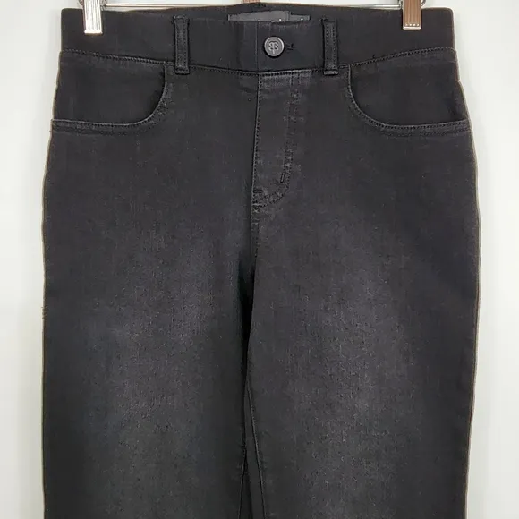 Betabrand Straight Leg Yoga Denim Jeans Pull On Black 4-Way Stretch Small 4-6