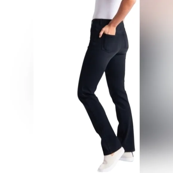 Betabrand Straight Leg Yoga Denim Jeans Pull On Black 4-Way Stretch Small 4-6