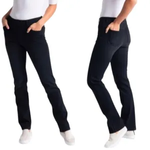 Betabrand Straight Leg Yoga Denim Jeans Pull On Black 4-Way Stretch Small 4-6
