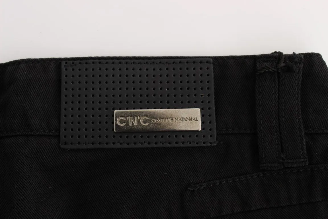 Black Cotton Slim Fit Bootcut Jeans