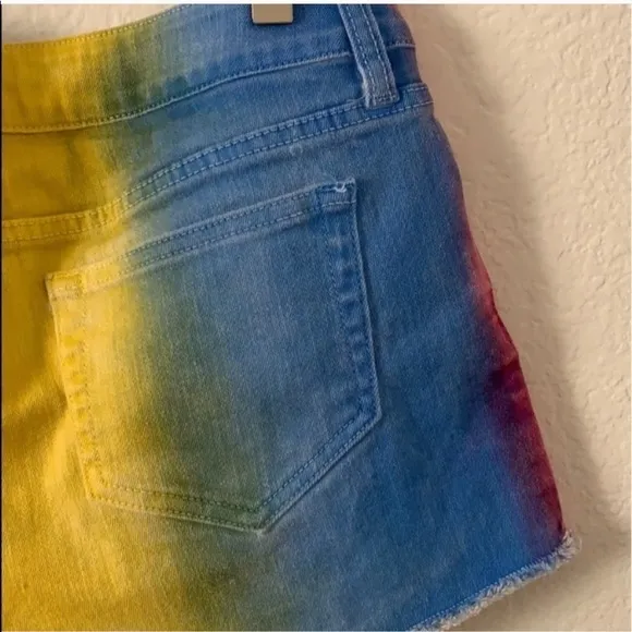 Black Heart Tie Dye Low Rise Denim Jean Shorts
