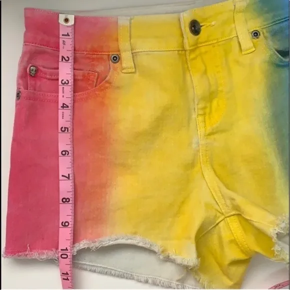 Black Heart Tie Dye Low Rise Denim Jean Shorts