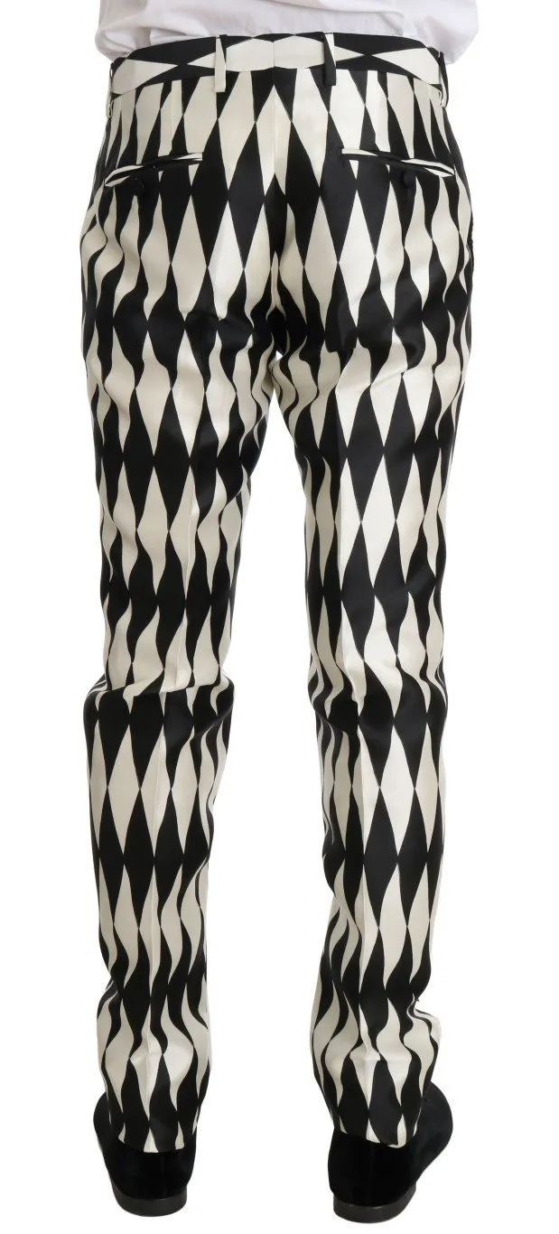 Black White Silk MARTINI Slim Fit Suit