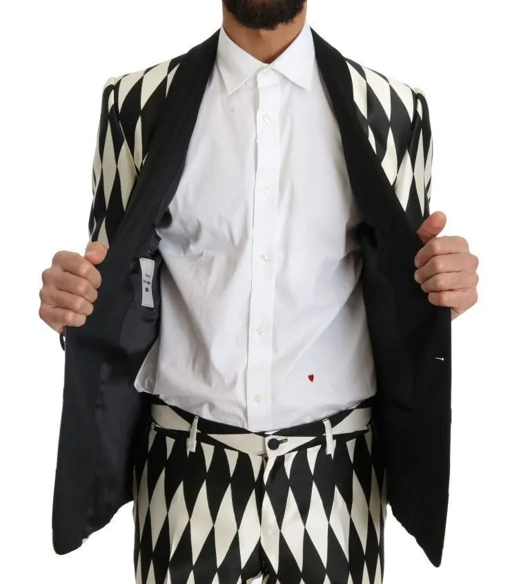 Black White Silk MARTINI Slim Fit Suit