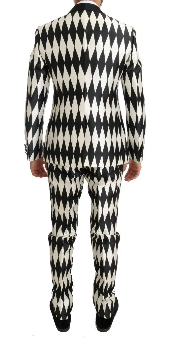 Black White Silk MARTINI Slim Fit Suit