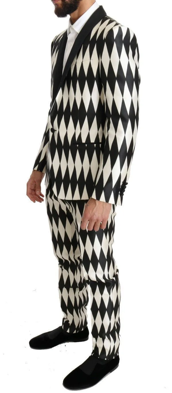 Black White Silk MARTINI Slim Fit Suit