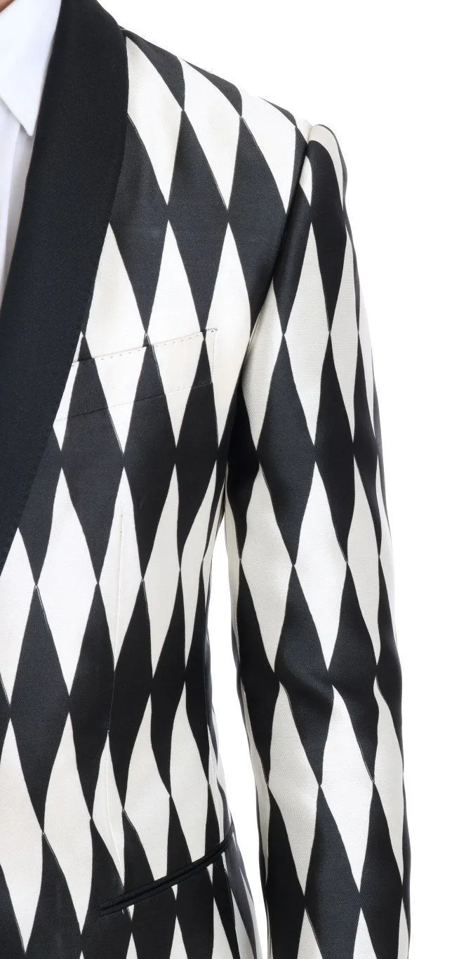 Black White Silk MARTINI Slim Fit Suit