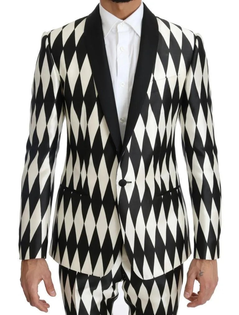 Black White Silk MARTINI Slim Fit Suit