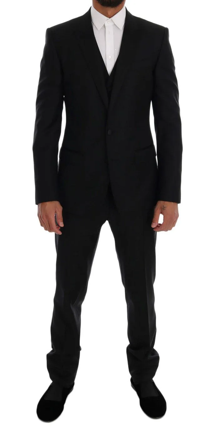 Black Wool Silk MARTINI Slim fit Suit