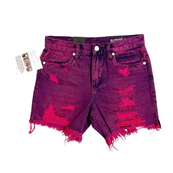 BlankNYC  Jean Shorts Denim Cutoff High Waist Shorts Magenta Glow SZ 25 NWT