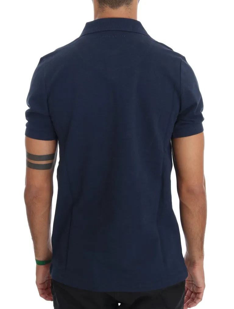 Blue Cotton Stretch Polo T-shirt