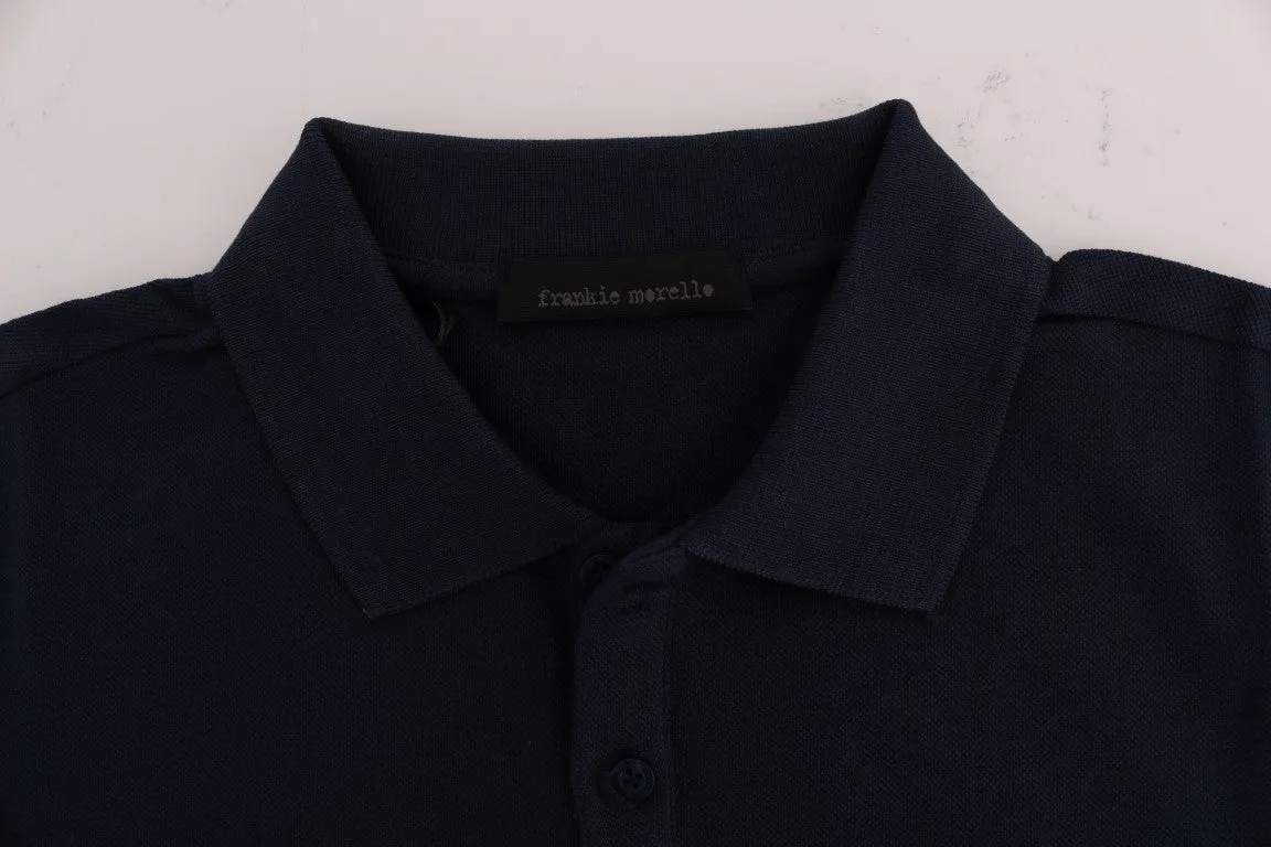 Blue Cotton Stretch Polo T-shirt